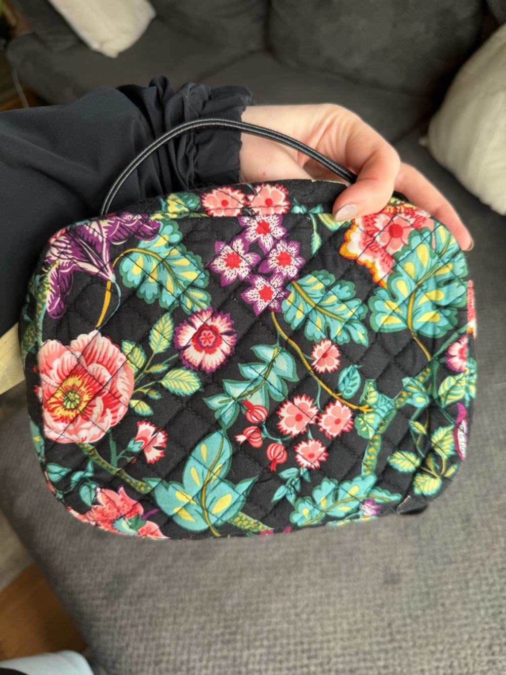 Vera Bradley Black Quilted Floral Crossbody with Multicolor Blooms - Picture 2 of 4